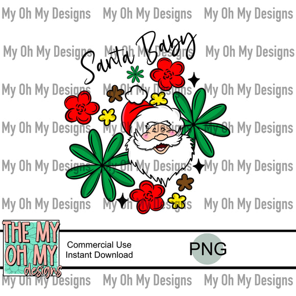 Santa baby, flowers, floral - PNG File