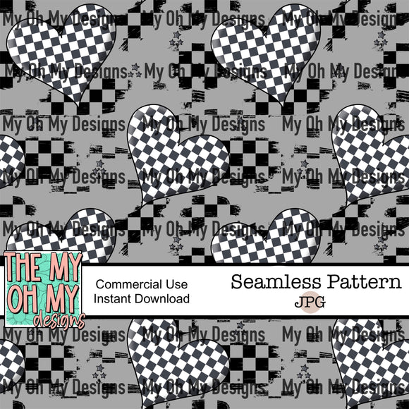 Checkered hearts, valentines day - Seamless File