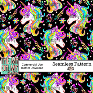 Unicorn, bright colors - Seamless File