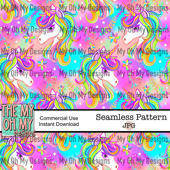 Unicorn, bright colors - Seamless File
