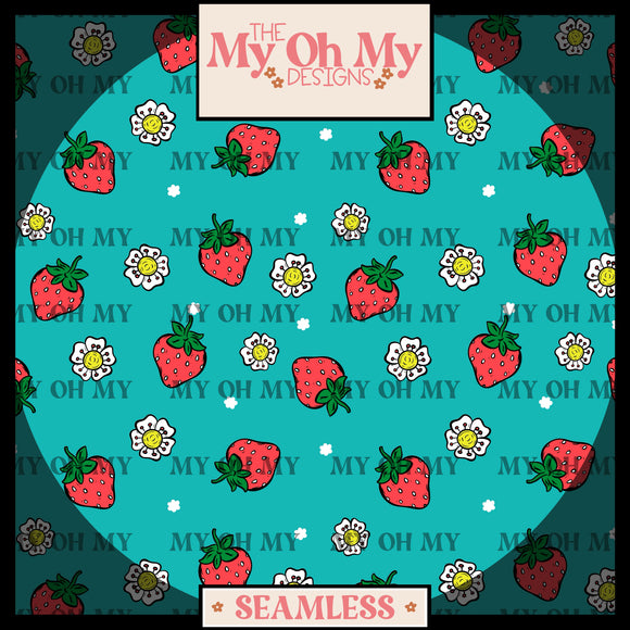 Strawberry, Flowers - Seamless File