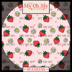 Strawberry, Flowers - Seamless File