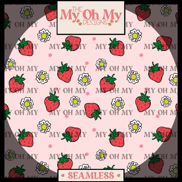 Strawberry, Flowers - Seamless File