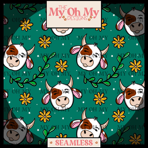 Cows, Flowers, floral - Seamless File