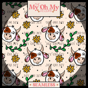 Cows, Flowers, floral - Seamless File