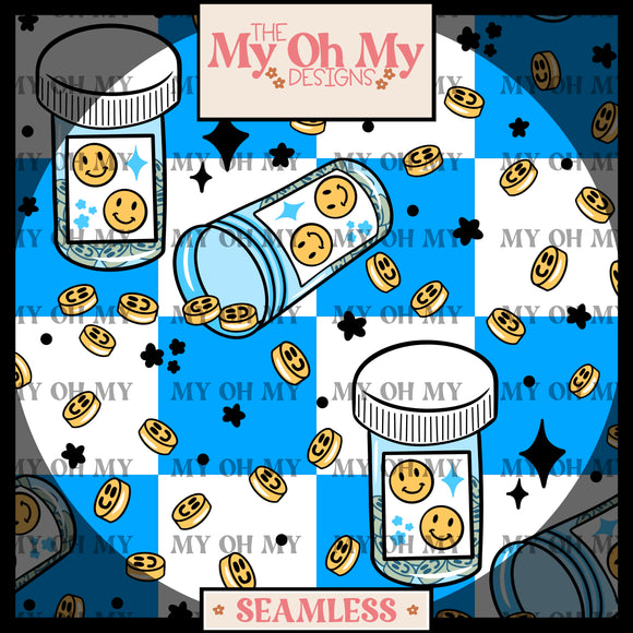 Mental Health, Smile face pills, happy - Seamless File