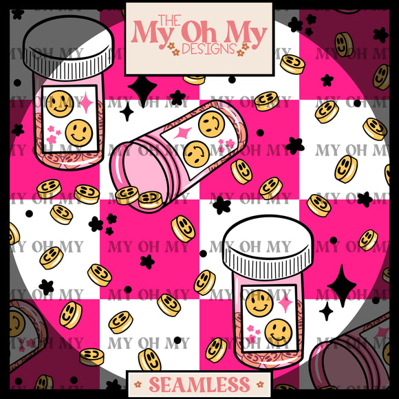 Mental Health, Smile face pills, happy - Seamless File