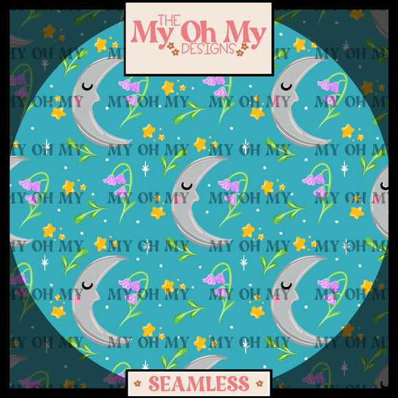Moon, flowers - Seamless File