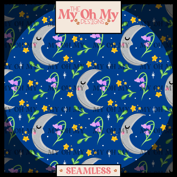 Moon, flowers - Seamless File