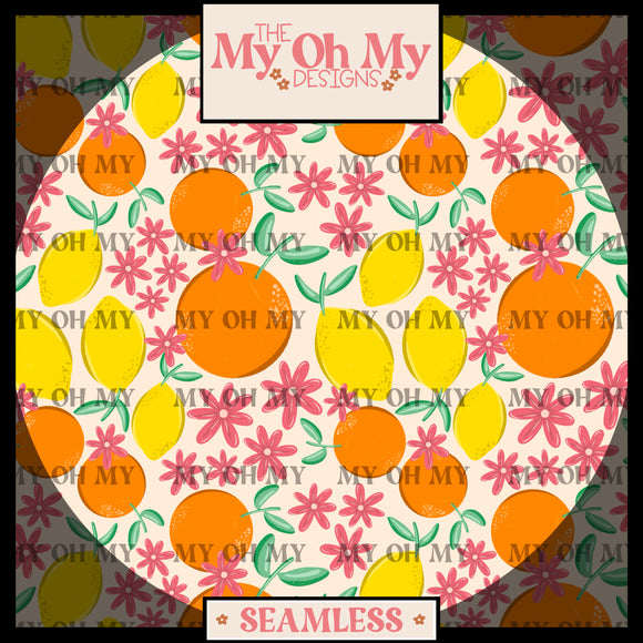 Lemons Oranges Flowers - Seamless File