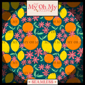 Lemons Oranges Flowers - Seamless File