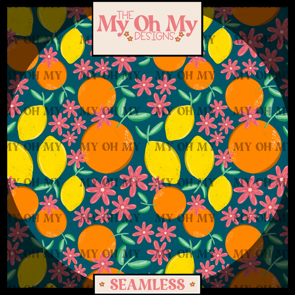 Lemons Oranges Flowers - Seamless File
