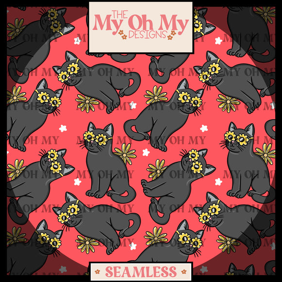 Flower Sunglasses Cat - Seamless File