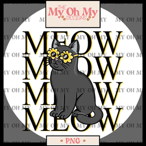 Flower Sunglasses Cat, Meow - PNG File