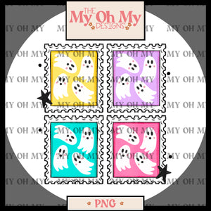 Ghosts, Stamps - PNG File