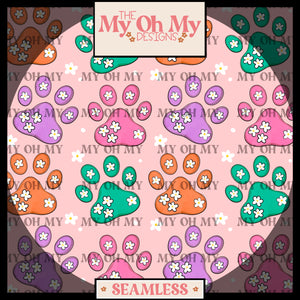 Floral Paw Prints - Seamless File