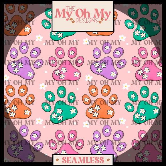 Floral Paw Prints - Seamless File