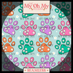 Floral Paw Prints - Seamless File