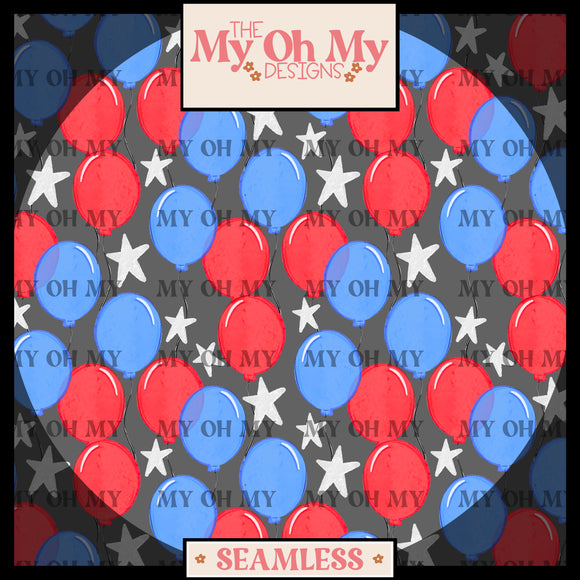Fourth of July Balloons, red white and blue - Seamless File