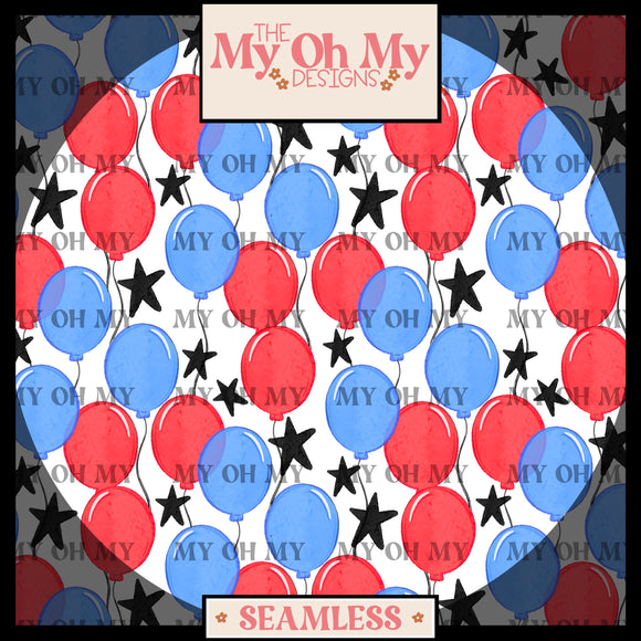 Fourth of July Balloons, red white and blue - Seamless File