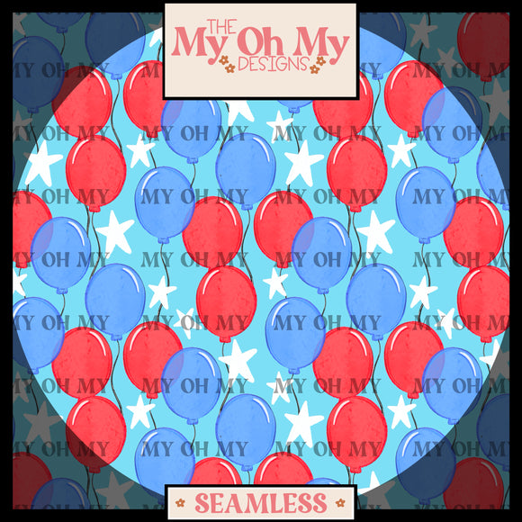 Fourth of July Balloons, red white and blue - Seamless File