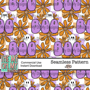 Flowers, Boo, Floral, Halloween - Seamless File