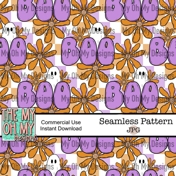 Flowers, Boo, Floral, Halloween - Seamless File
