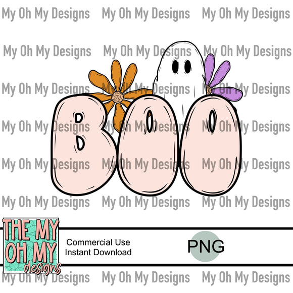 Boo, ghost, flower, halloween - PNG File