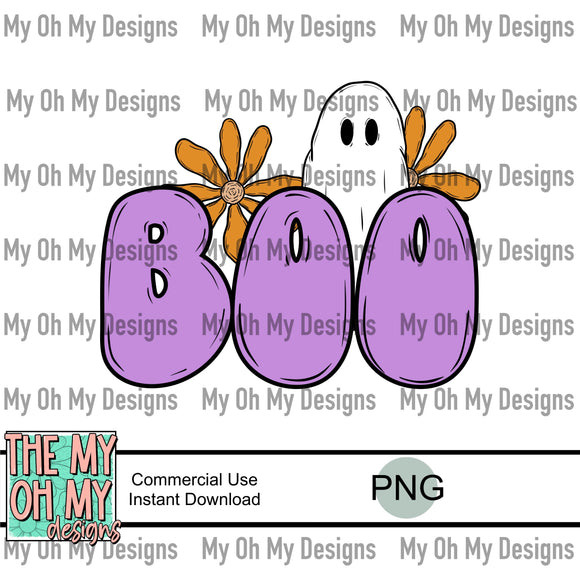 Boo, ghost, flower, halloween - PNG File