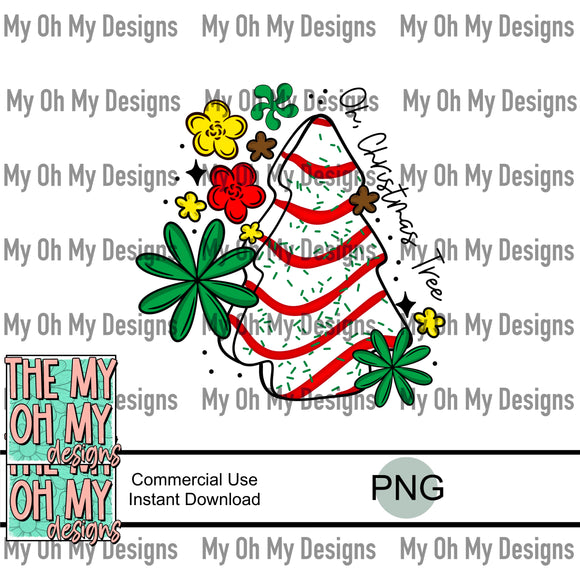 Christmas Tree Cake, Flowers, Floral, Oh Christmas tree, Winter - PNG File