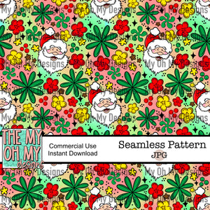 Christmas Floral, Santa - Seamless File