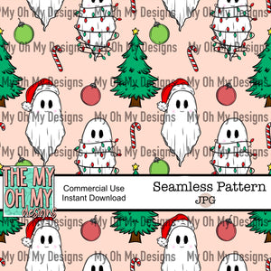 Christmas Ghost, Winter, Spooky - Seamless File