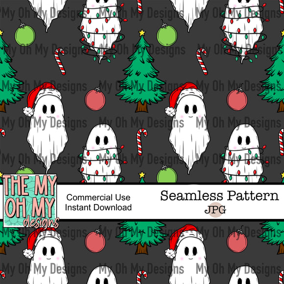 Christmas Ghost, Winter, Spooky - Seamless File