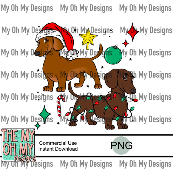 Weiner dog Christmas, Dachshund, Winter - PNG File