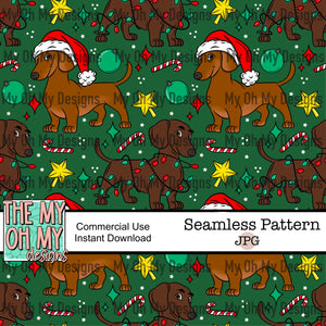Weiner dog Christmas, Dachshund, Winter - Seamless File