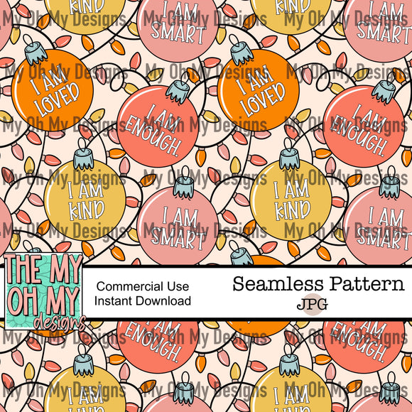 Affirmations ornaments, winter, Christmas - Seamless File