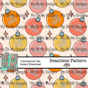 Affirmations ornaments, winter, Christmas - Seamless File