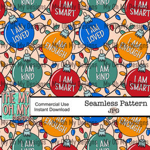 Affirmations ornaments, winter, Christmas - Seamless File