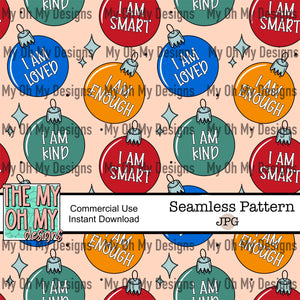 Affirmations ornaments, winter, Christmas - Seamless File