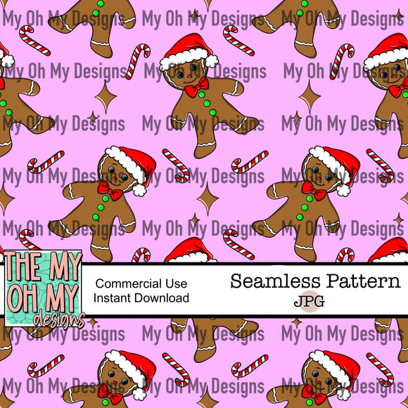 Gingerbread man, Christmas, winter, candy canes - Seamless File