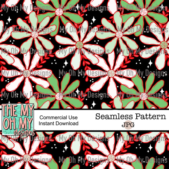 Christmas Flowers, Floral - Seamless File