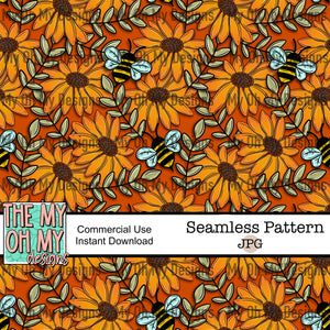 Flowers and Bees, Floral - Seamless File