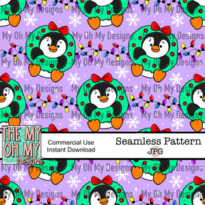 Christmas Penguins, winter - Seamless File