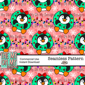Christmas Penguins, winter - Seamless File