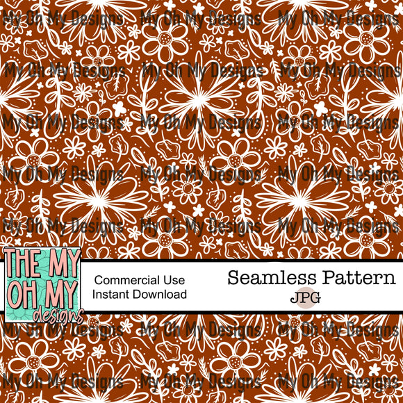 Floral, flowers, line art - Seamless File