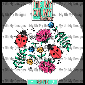 Floral Ladybug, flowers - PNG File