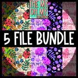 5 Floral Ladybug, flowers - Seamless File Bundle