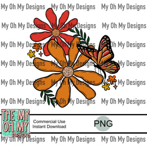 Butterfly, flowers - PNG File
