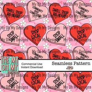 Small business candy hearts, Valentines Day - Seamless File