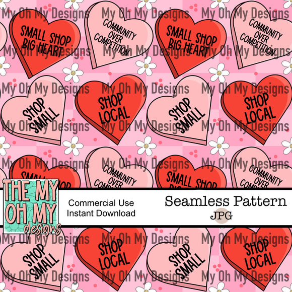 Small business candy hearts, Valentines Day - Seamless File